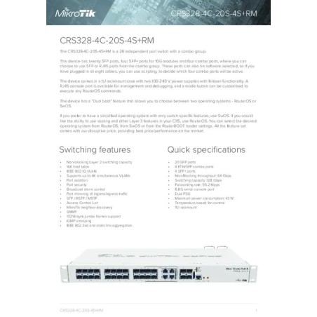 Switch Mikrotik CRS328-4C-20S-4S+RM