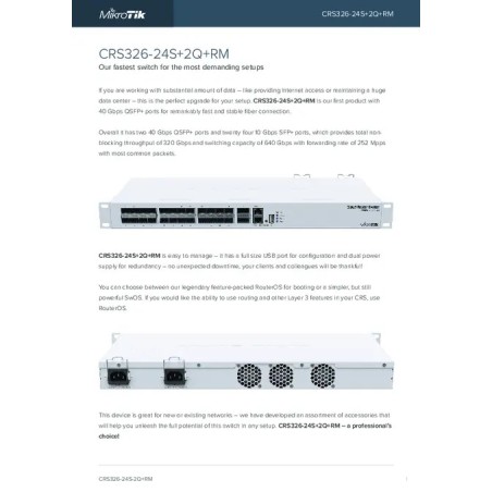 Switch Mikrotik CRS326-24S+2Q+RM