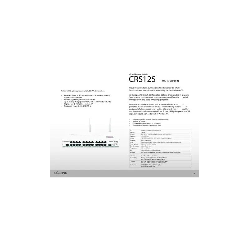 Switch Mikrotik CRS125-24G-1S-2HnD-IN