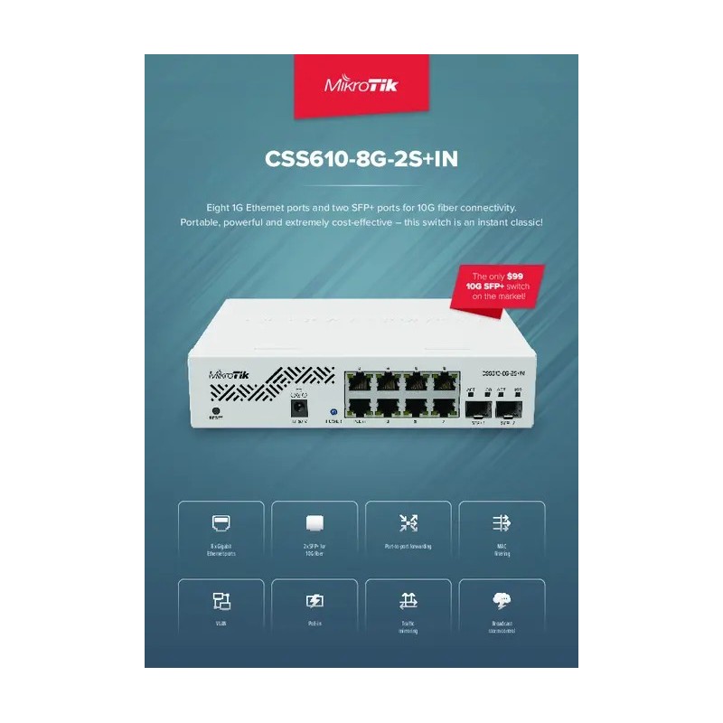 Switch Mikrotik CSS610-8G-2S+IN