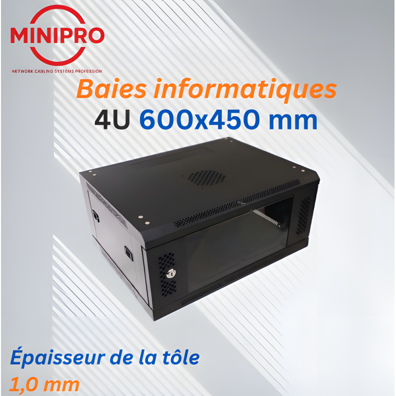 Baie Murale Réseau 4U – 600×450mm (Armoire Serveur)