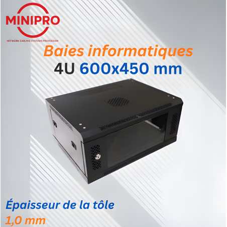 Baie Murale Réseau 4U – 600×450mm (Armoire Serveur)